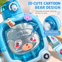 Gobelet d'eau carré créatif pour enfants Magic Bear Cartoon, haute valeur esthétique, été, extérieur, résistant aux chutes, grande capacité, plastique