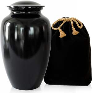 Urna Funeraria Moderna para Cenizas, Urna Grande para Hombre y Mujer, 200 Pulgadas Cúbicas, Incluye Bolsa de Almacenamiento de Terciopelo, Negra - Product Image 1