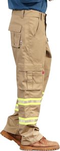 Men's Khaki Reflective <b>Cargo</b> <b>Work</b> <b>Pants</b> with Safety Stripes High Visibility Uniform Trousers - Product Image 5