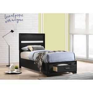 Letto a pannelli con contenitore Urbana Twin in nero, elegante e funzionale per la camera da letto - Product Image 1
