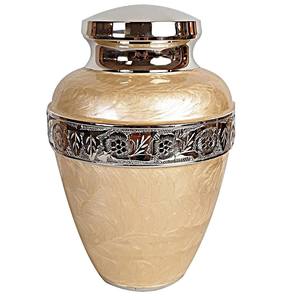 Urne funéraire en laiton poli gravé jaune pour cendres humaines adultes, style américain/européen - Product Image 2