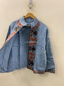 Chaqueta Bohemia Bordada de Lino y Algodón con Cuello Mandarín, Manga Larga, Talla Grande, Ropa Exterior para Mujer, Abrigo Casual de Primavera - Product Image 3