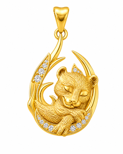 Gold Plated 925 Sterling <b>Silver</b> Animal Pendant Diamond <b>Necklace</b> Carved Lion Charm Jewelry Gift <b>for</b> Women and <b>Men</b> - Product Image 1