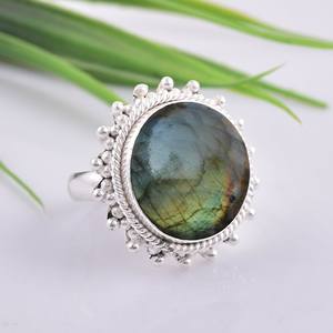 Anillo de compromiso de lujo hecho a mano con labradorita y plata de ley 925, certificado IGI, chapado en rodio, joyería con piedras preciosas - Product Image 5