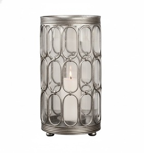 Porte-bougie cylindrique en laiton avec motif perforé, résistant à la chaleur, décoration d'intérieur, vaisselle de mariage et de Noël - Product Image 5