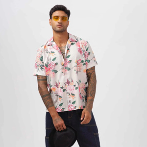 Chemise hawaïenne unie à manches courtes pour homme, col rabattu, décontractée, respirante, écologique, séchage rapide, tissu flanelle 100% - Product Image 4