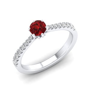 REYES High Quality <b>925</b> Sterling <b>Silver</b> GRA Certified Moissanite Wedding <b>Rings</b> Round Cut 0.5 Carat Garnet Gemstone Fine Jewelry - Product Image 2