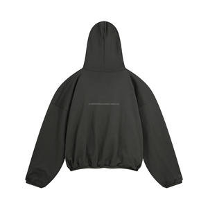 Sweat à capuche unisexe surdimensionné et court en molleton de coton de luxe de haute qualité, sans cordon, lourd, personnalisé - Product Image 1