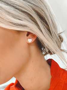 Heart Shape Round Lab Grown Diamond Stud <b>Earrings</b> 14K Solid Gold Dainty Push Back Classic Everyday Wear Charming Studs Wholesale - Product Image 6