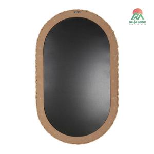 Oval Rattan Woven Boho Wall <b>Mirror</b> . Introduces warmth and bohemian charm to any room. - Product Image 2