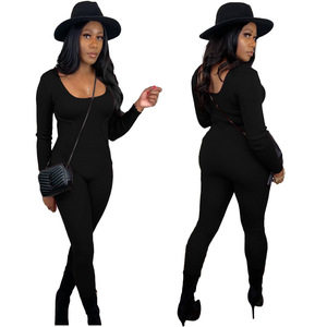 Combinaison noire à capuche pour femme, taille haute, coupe ajustée, polyester/coton, vêtements de yoga printemps/été - Product Image 1