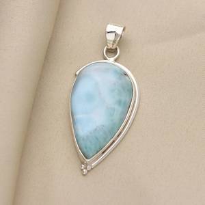 Handmade Pear Larimar Pendant 925 Sterling <b>Silver</b> Designer Jewelry Luxury Gift For Women Elegant Necklace - Product Image 6