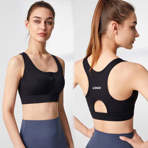 Sujetador deportivo de talla grande con cremallera frontal para mujer, venta al por mayor de fábrica, top personalizado para yoga y gimnasio con ganchos de seguridad - Product Image 3