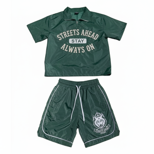 Conjunto de Camiseta y Pantalones Cortos de Nailon con Logotipo Estampado Personalizado, Conjunto Deportivo Informal Ligero de Verano para Hombre, 2 Piezas, OEM - Product Image 1