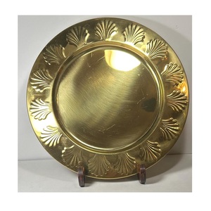 Wide Rim Brass Charger <b>Plates</b> <b>Large</b> Round Dinner Base <b>Plates</b> Elegant Event Dining Layout Wedding Reception Table Styling - Product Image 4