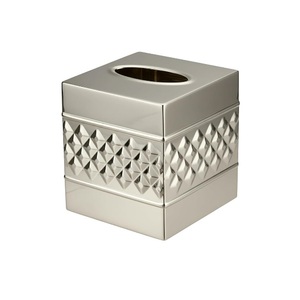 Boîte à mouchoirs en métal doré brossé, artisanale, avec bordure gaufrée, pour accessoires de salle de bain, cube à serviettes pour décoration moderne de la maison - Product Image 6