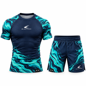 Conjunto de Camiseta y Pantalones Cortos para MMA y Muay Thai, Transpirable, Elástico, Estampado, para Lucha, Boxeo, 100% Nailon Ecológico - Product Image 2
