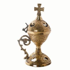Brûleur d'encens en métal de style européen avec croix sur le dessus pour fournitures d'église, accessoires orthodoxes orientaux, diffuseur d'arômes grec de luxe - Product Image 5