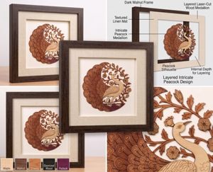 Artistic Gifts Wooden Peacock <b>Wall</b> Art <b>Hanging</b>, Intricate Layered Floral Design Panel for Home Decor - Product Image 4