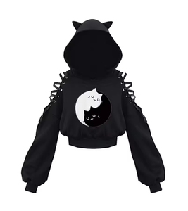 Sudadera Gótica Personalizada para Mujer, Fabricada por OEM, con Mangas con Cordones, Tejida en Algodón Transpirable, Largo Regular, Estilo Otoñal - Product Image 2