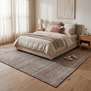 Tapis DECORDEC en laine tuftée à la main, à poils épais, texturé, moderne, antidérapant, écologique, gris mat, multicolore, à rayures, en filigrane de bronze - Product Image 3