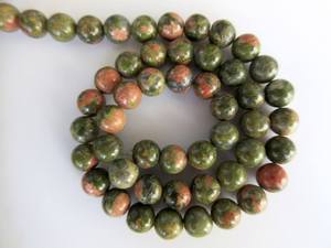 Perles de pierre gemme naturelle Unakite à grand trou, lisses et rondes, pour la fabrication de bijoux, en fil, pierres brutes, taille de perçage - Product Image 5