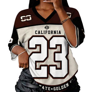 Camiseta de Fútbol Americano Oversize para Mujer, Transpirable, con Cuello en V, Estilo Urbano, Uniforme de Equipo, Impresión de Número Personalizado, Proveedor OEM - Product Image 4
