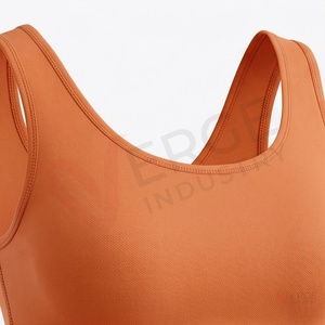 <b>Women</b> Orange Scoop Neck Sports Bra High Waist <b>Shorts</b> Yoga 2 Piece <b>Set</b> Sleeveless Solid - Product Image 4