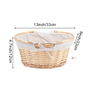 Vietnam Natural Wicker Willow Modern Oval Eco-Friendly Portable Multifunction Picnic <b>Basket</b> Handle Shopping Flower Packaging - Product Image 2