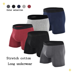 Men Spandex/<b>Polyester</b> Eco-Friendly Anti-Bacterial <b>Boxer</b> Briefs Solid Color Mid-Rise Breathable Knitted with Waist Logo - Product Image 2