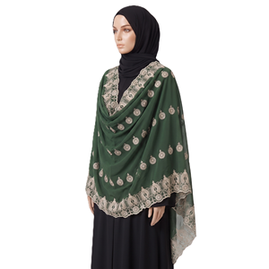 Châle en voile de coton pour femme, motif tournesol et marguerite brodé, bordure à volants, léger, respirant, doux, écharpe enveloppante, vente en gros, OEM ODM - Product Image 4