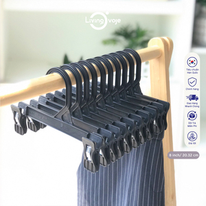 Lot de 10 cintres en plastique de 6 pouces avec pinces (sans coussinets en caoutchouc) – Organisateur de garde-robe durable moulé par injection – OEM disponible - Product Image 3