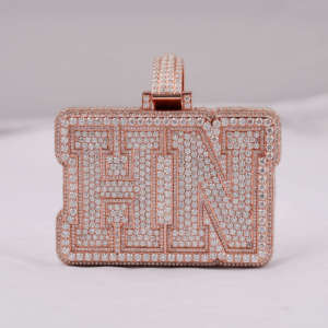 Pendentif personnalisé lettre HIN, pendentif initial en moissanite sertie de pierres, pendentif hip-hop en argent 925, bijoux en moissanite plaqué or rose - Product Image 1