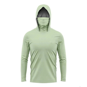 Camisa de Pesca con Capucha de Manga Larga Verde Claro para Hombre, Protección UV, con Máscara Facial - Product Image 3