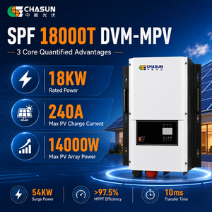 Onduleur hybride monophasé haute puissance <span class=keywords><strong>Growatt</strong></span> <span class=keywords><strong>SPF</strong></span> 18000T DVM-MPV 18kW, crête de puissance 54kW, MPPT 240A, efficacité 85% pour systèmes solaires - Product Image 2