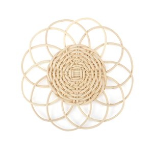 Posavasos de mimbre con flores de estilo Vintage bohemio tejido a mano respetuoso con el medio ambiente tamaño personalizado alfombrilla para taza de té diseño bonito para mesa de cocina decoración del hogar - Product Image 4