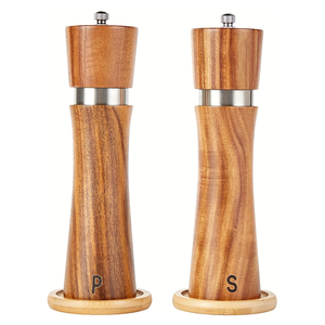 Hot Selling Eco-Friendly Manual Wooden Salt and <b>Pepper</b> <b>Grinder</b> Herb Mill Spicy <b>Grinder</b> Tray Set Spice <b>Grinder</b> Set - Product Image 1