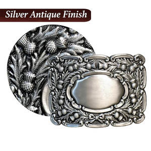 Hebilla de cinturón para kilt Piper - Plateada Antigua - Latón Inoxidable con Diseño Icónico de Cardo - Hebilla Tradicional Escocesa de las Tierras Altas - Product Image 3