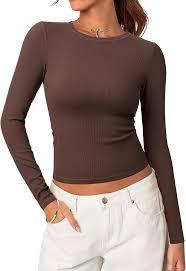 Casual top comfortable everyday Female Premium <b>Combed</b> Cotton Plain Classic Long Sleeve Top - Product Image 2