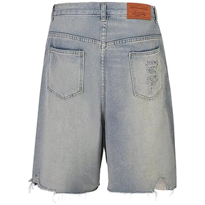 Shorts Bermuda en jean déchiré tissé taille haute pour homme avec strass, séchage rapide, fermeture boutonnée, style streetwear décontracté - Product Image 6