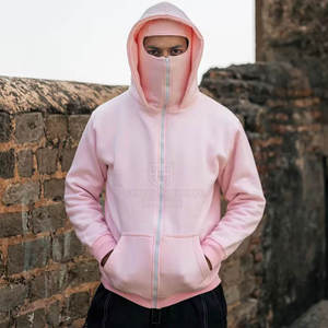Custom <b>Men</b> Full Zip Hoodie with Integrated <b>Face</b> <b>Mask</b> Balaclava Streetwear Oversized Winter Sweatshirt Wholesale - Product Image 6