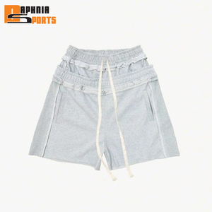 Shorts de jogging décontractés pour hommes OEM en toile avec taille élastique, logo personnalisé sur le devant, en coton molletonné respirant et à séchage rapide pour l'été - Product Image 4