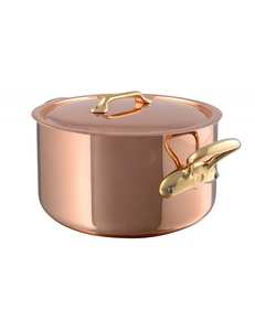 Casserole de service en cuivre artisanale de luxe avec couvercle et poignées en laiton, ustensile de cuisine traditionnel pour la maison, l'hôtel et le restaurant - Product Image 1