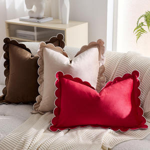 ปลอกหมอนกำมะหยี่สีพื้น 45x45 ซม. ขอบหยัก ปลอกหมอนอิงตกแต่งบ้าน - Product Image 3