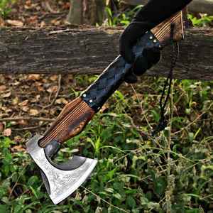 Custom Handmade Industrial Forged Carbon Steel Bearded <b>Head</b> Axe Outdoor Camping Hunting Hatchet Wooden Handle Survival Tool - Product Image 6