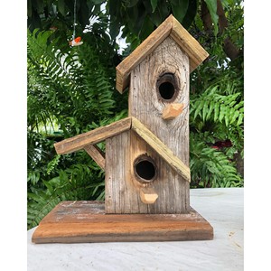 Nichoir rustique en bois de Sheesham avec véranda |   Vente en gros de nichoirs à oiseaux artisanaux pour le jardin - Product Image 1