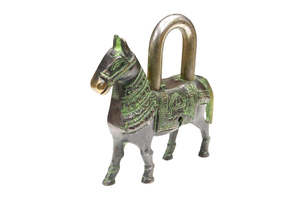 Cadenas en laiton antique en forme de cheval, fait main, en métal, vintage, décoratif équestre, objet de collection, décoration intérieure - Product Image 2