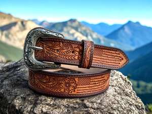 Ceinture pour homme en cuir de vachette de haute qualité, boucle carrée en cuivre, double couture, tressée, 35 mm, texture fine, usage quotidien décontracté - Product Image 1
