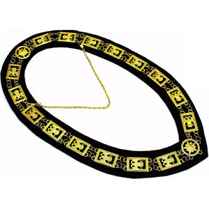 ปลอกคอทองคำพิธีกรรมสก็อตช์ 32 องศา ของสมาคมเมสัน  ผ้าคุณภาพสูง  ด้านหลังสีดำ  งานโลหะประณีต - Product Image 6