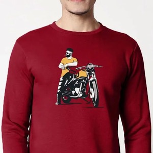 เสื้อสเวตเชิ้ตคอกลมสีแดงสำหรับผู้ชาย พิมพ์ลายบล็อกสี ทรงปกติ แขนยาว สวมใส่สบาย ผลิตจากผ้าฝ้ายถัก เหมาะสำหรับฤดูหนาว รับผลิตแบบ OEM - Product Image 4